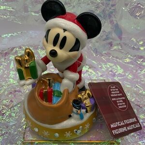 Disney Parks Santa Mickey Christmas Porcelain Musical Figurine Holiday